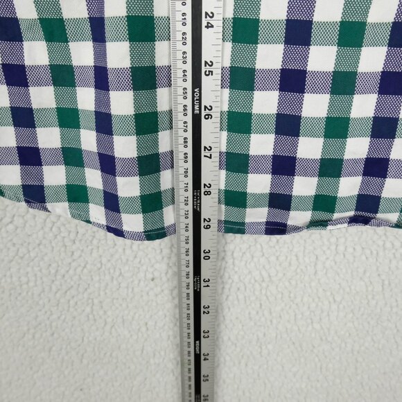 Duchamp Shirt Mens 16  Medium White Green Blue Check Oxford Button Up Casual - Picture 5 of 7